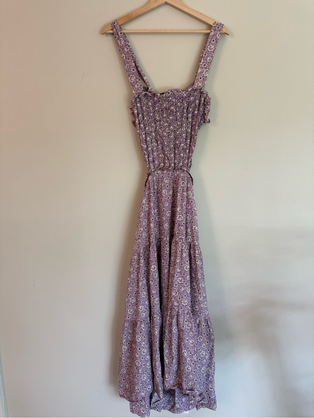 Sea New York Ida Floral Smocked Prairie Midi Dress Lilac Large - Picture 4 of 11